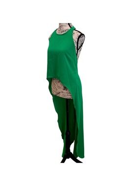 Tece Green Asymmetrical Draped Top Large NWT #419